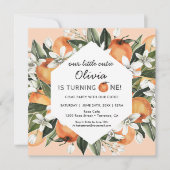 Orange Little Cutie 1st Birthday Party  Invitation Kaart (Voorkant)