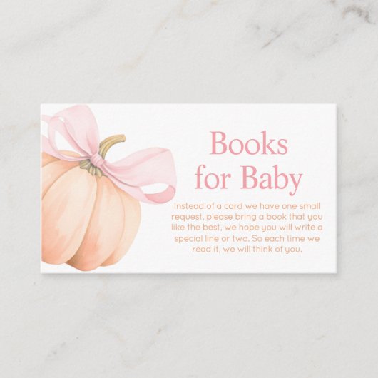 Orange Little Pumpkin Baby Shower Books for Baby Informatiekaartje (Voorkant)