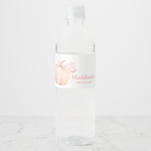 Orange Little Pumpkin Baby Shower Waterfles Etiket (Voorkant)