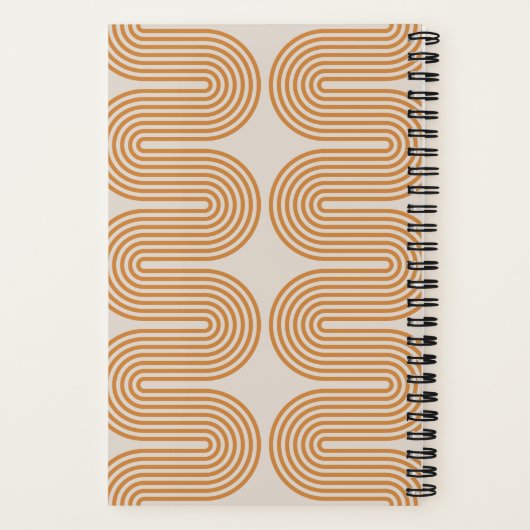 Orange Lombard Wavy Lines Modern Custom Notebook Notitieboek (Achterkant)