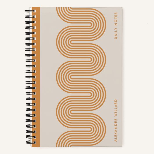 Orange Lombard Wavy Lines Modern Custom Notebook Notitieboek (Voorkant)