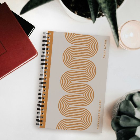 Orange Lombard Wavy Lines Modern Custom Notebook Notitieboek