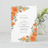 Orange Luminous Spring Wedding Kaart (Staand voorkant)