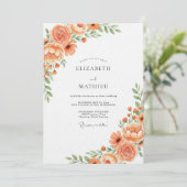 Orange Lush Bloom Wedding Kaart (Staand voorkant)