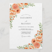 Orange Lush Bloom Wedding Kaart (Voorkant)