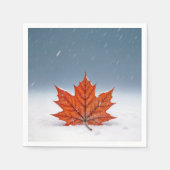 Orange Maple Leaf On Fresh Snow Servet (Voorkant)
