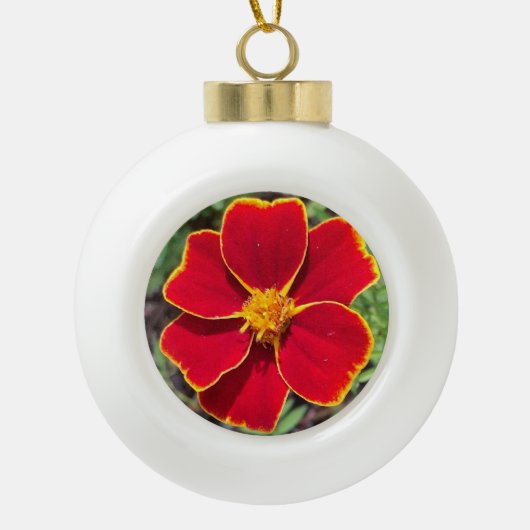 Orange Maragold  Keramische Bal Ornament (Voorkant)