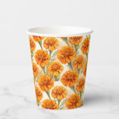 Orange marigold flowers pattern papieren bekers (Achterkant)