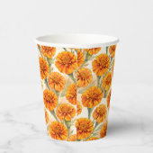 Orange marigold flowers pattern papieren bekers (Rechts)