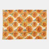 Orange marigold flowers pattern theedoek (Horizontaal)