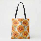 Orange marigold flowers pattern tote bag (Voorkant)
