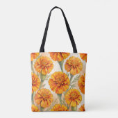 Orange marigold flowers pattern tote bag (Achterkant)