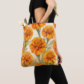 Orange marigold flowers pattern tote bag (Dichtbij)