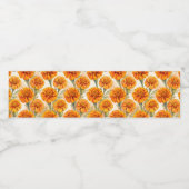 Orange marigold flowers pattern waterfles etiket (Enkel label)