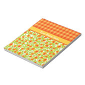 Orange Marigolds and Check Gingham Notepad, Jotter Notitieblok (Linkerzijde)