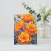Orange Marigolds | October Flower Watercolor Briefkaart (Staand voorkant)