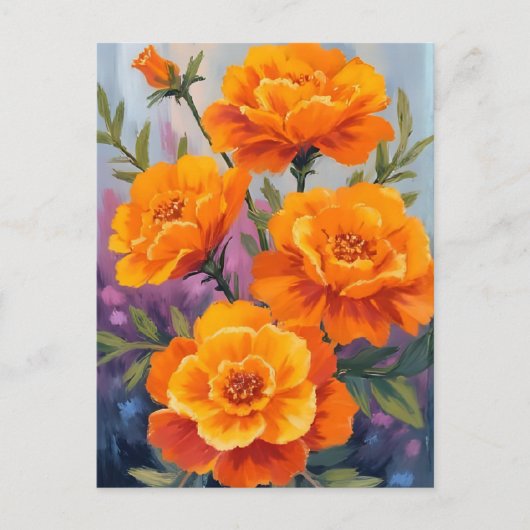 Orange Marigolds | October Flower Watercolor Briefkaart (Voorkant)