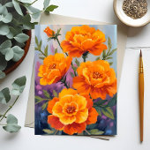 Orange Marigolds | October Flower Watercolor Briefkaart