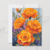 Orange Marigolds | October Flower Watercolor Card (Voorkant)