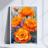 Orange Marigolds | October Flower Watercolor Poster