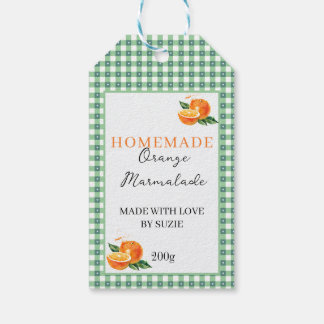 Orange Marmalade Jar Label Personalized Gingham  Cadeaulabel