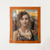 Orange Math Handwritten Script Photo Graduation  Wandkleed (Voorkant)