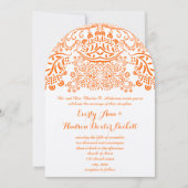 Orange Mehndi Lace Bohemian Wedding Invitation Kaart (Voorkant)