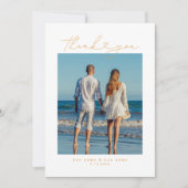 Orange | Minimalistische Eenvoudig Script Hart Wed Bedankkaart (Voorkant)