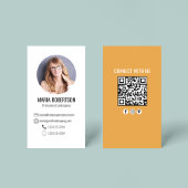 Orange Modern Business Photo QR Code Business Card Visitekaartje