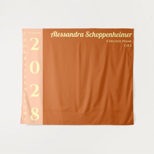 Orange Modern Graduation Party Backdrop Wandkleed (Voorkant (horizontaal))