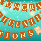 Orange Modern Graduation Party Congratulations Vlaggetjes