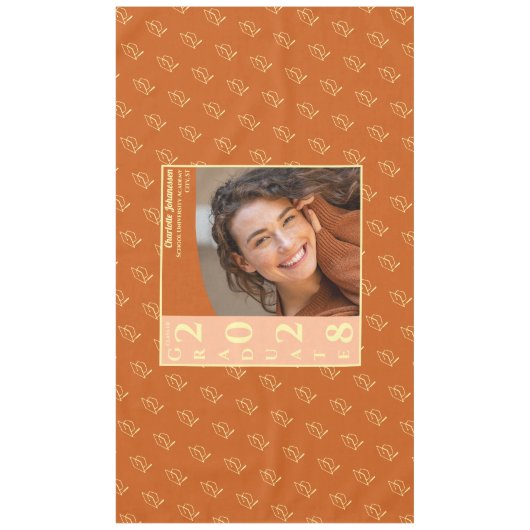 Orange Modern Graduation Photo Cap Pattern Tafelkleed (Voorkant)
