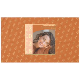 Orange Modern Graduation Photo Cap Pattern Tafelkleed