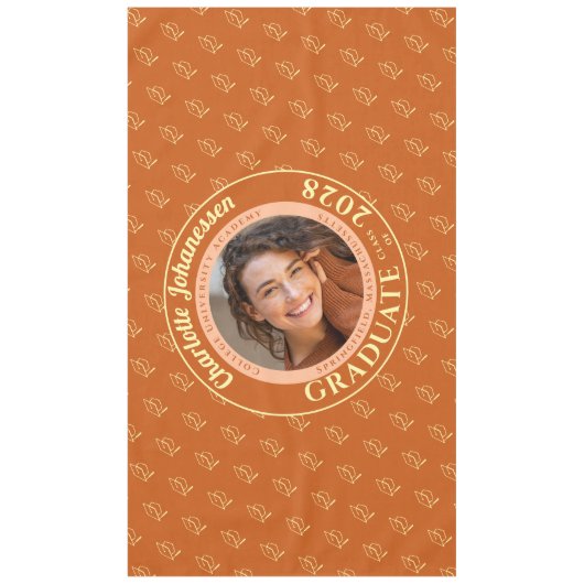 Orange Modern Graduation Photo Cap Pattern Tafelkleed (Voorkant)