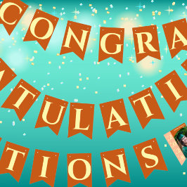 Orange Modern Graduation Photo Congratulations Vlaggetjes