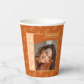 Orange Modern Photo Graduation Party Papieren Bekers (Achterkant)