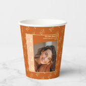 Orange Modern Photo Graduation Party Papieren Bekers (Voorkant)