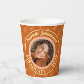 Orange Modern Photo Graduation Party  Papieren Bekers (Achterkant)