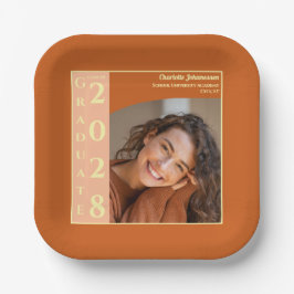 Orange Modern Photo Graduation Party Papieren Bordje