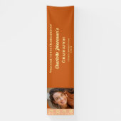 Orange Modern Photo Graduation Party Welcome  Spandoek (Verticaal)