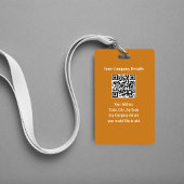 Orange Modern Photo QR Code Employee Badge
