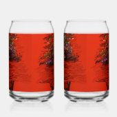 Orange Moon Landscape Blikvorm Glas (Links)