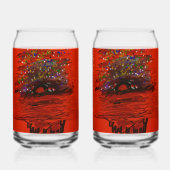 Orange Moon Landscape Blikvorm Glas (Achterkant)