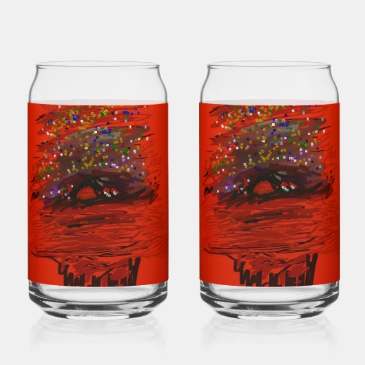 Orange Moon Landscape Blikvorm Glas (Achterkant)