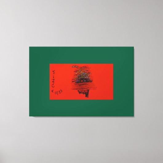 Orange Moon Landscape Canvas Afdruk (Voorkant)