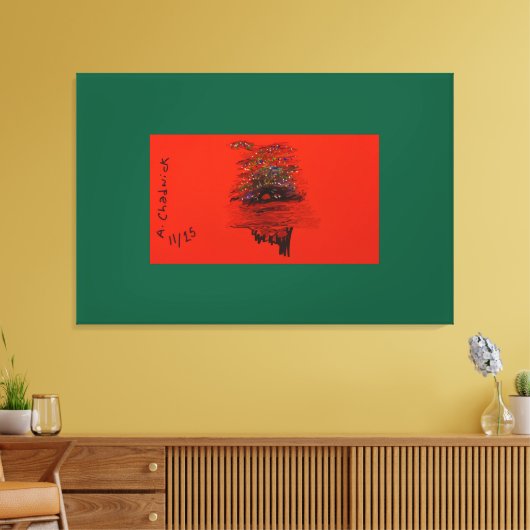 Orange Moon Landscape Canvas Afdruk (Insitu (Woonkamer))