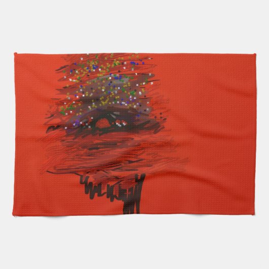 Orange Moon Landscape Kitchen Towel Theedoek (Horizontaal)