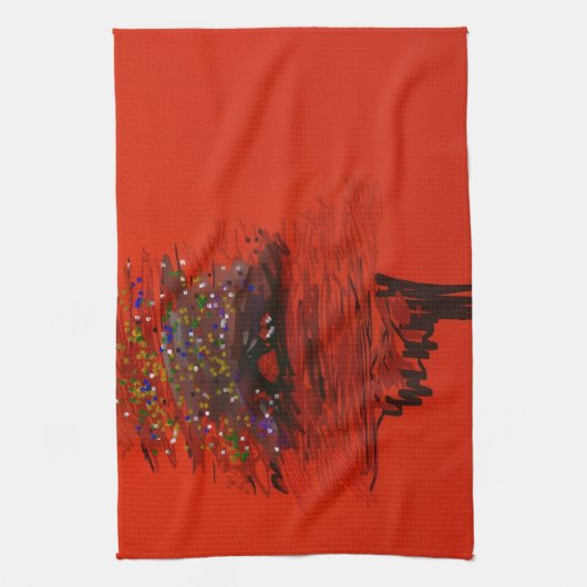 Orange Moon Landscape Kitchen Towel Theedoek (Verticaal)