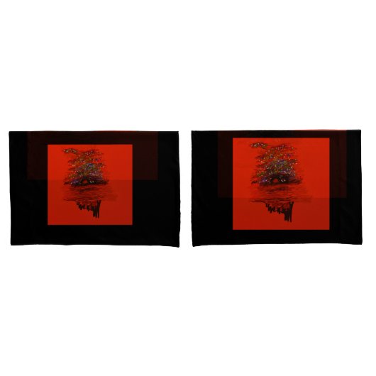 Orange Moon Landscape Pillowcases Kussensloop (Voorkant-Set)