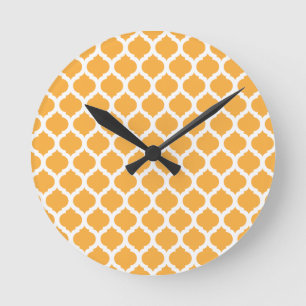 Orange Moroccan Pattern Wall Clocks Ronde Klok
